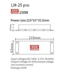 הספק כוח חשמל לתאורת לד LM25PRO