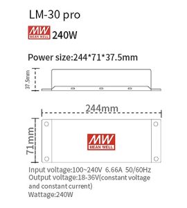 צריכת חשמל 240W לתאורת לד LM30PRO